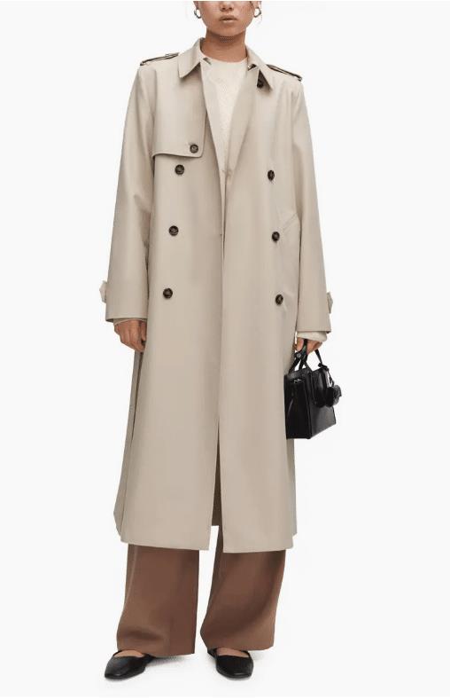 MANGO Double Breasted Water Repellent Trench Coat | Nordstrom
