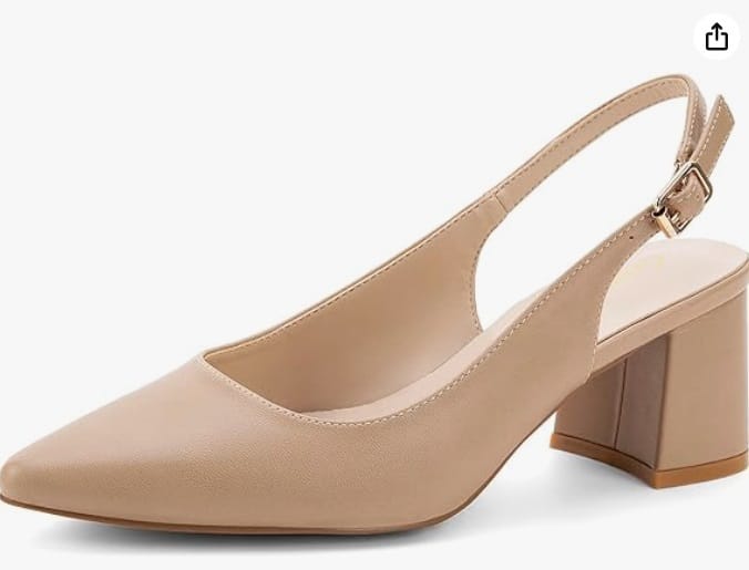 Greatonu Womens Nude Sexy Pointed Closed Toe Comfortable Slingback Pumps Court Shoes