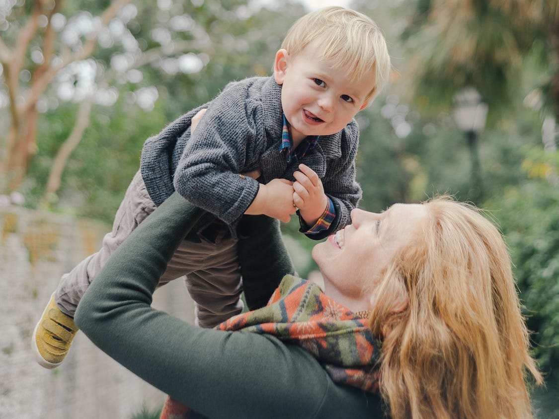 Mom playing with toddler