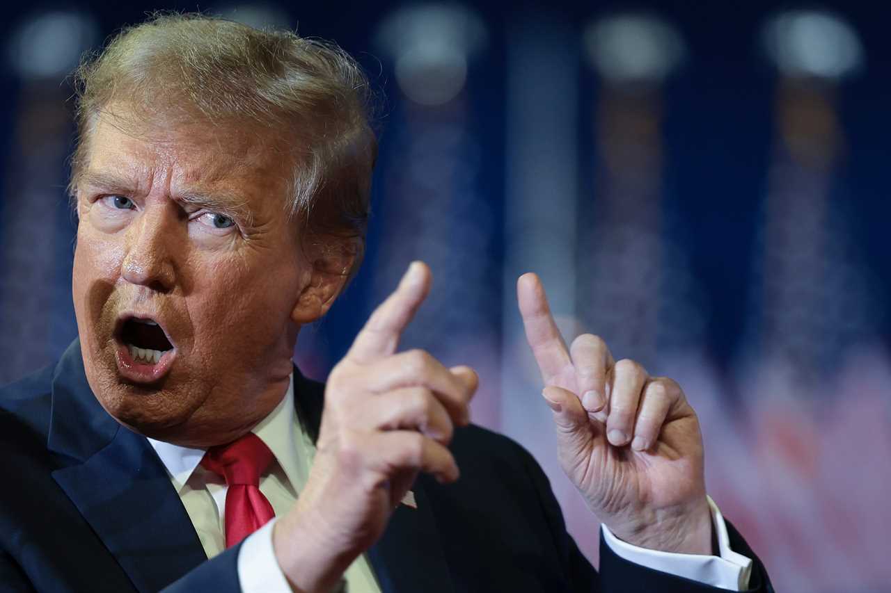 Republican presidential candidate and former President Donald Trump speaking during a rally at Coastal Carolina University on February 10, 2024 in Conway, South Carolina.