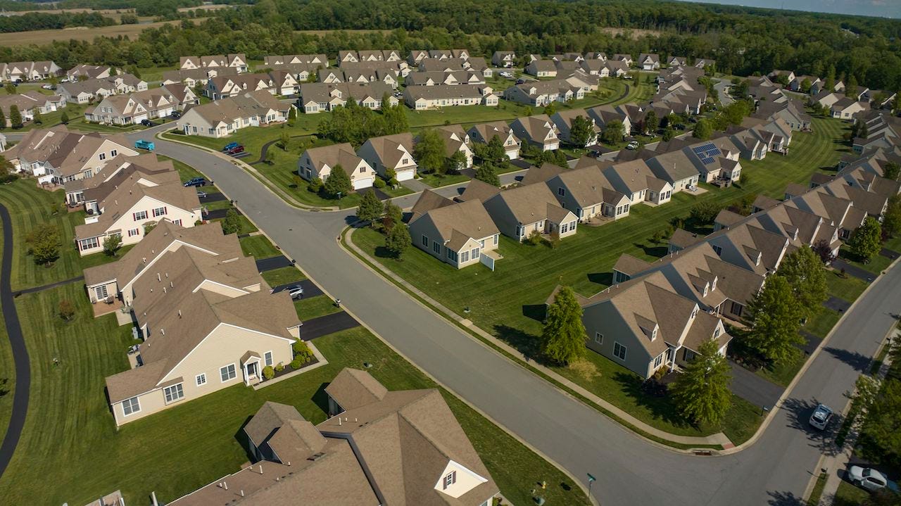 Modern row houses in the suburbs of Delaware.