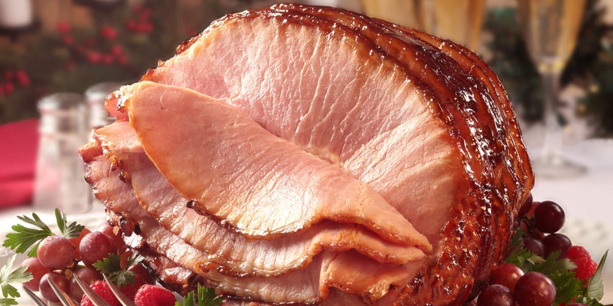 Melissa Cookston's Memphis BBQ Double-Smoked Spiral Cut Ham sliced and staged on a plate.