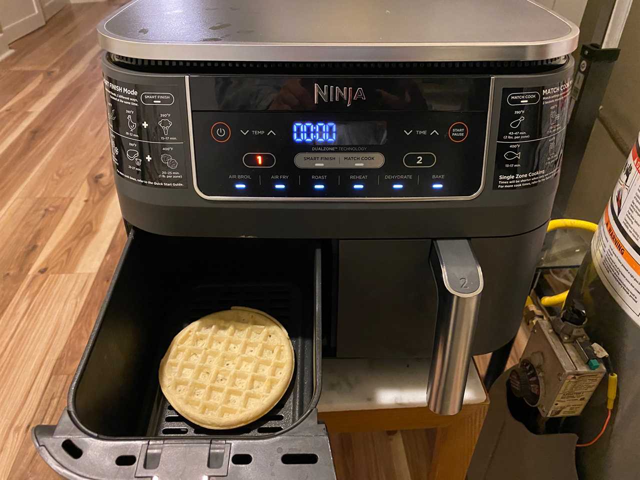 a frozen waffle in an air fryer