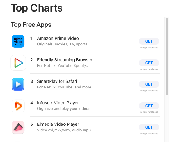 app store top chart for free entertainment