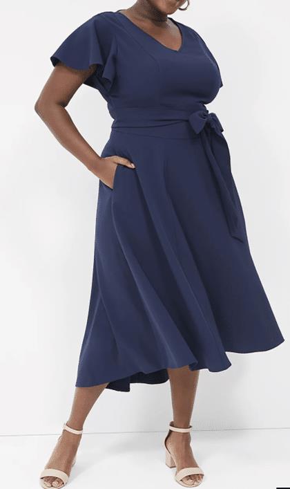 Lena V-Neck High-Low Midi Dress from Lane Bryant