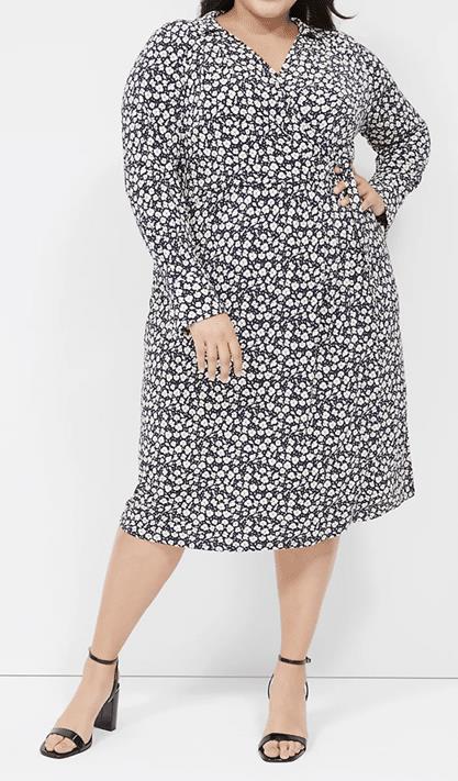 Faux-Wrap Collar Dress from Lane Bryant