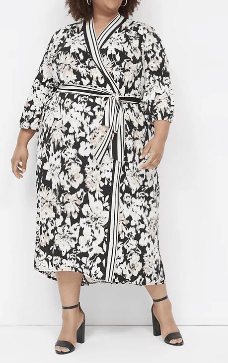 Surplice Belted Midi Dress from Lane Bryant