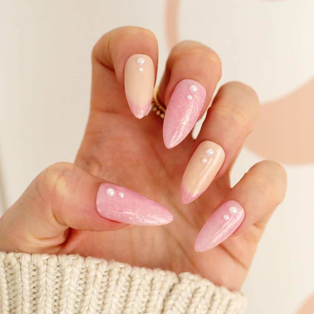 pink pearl easter spring nails