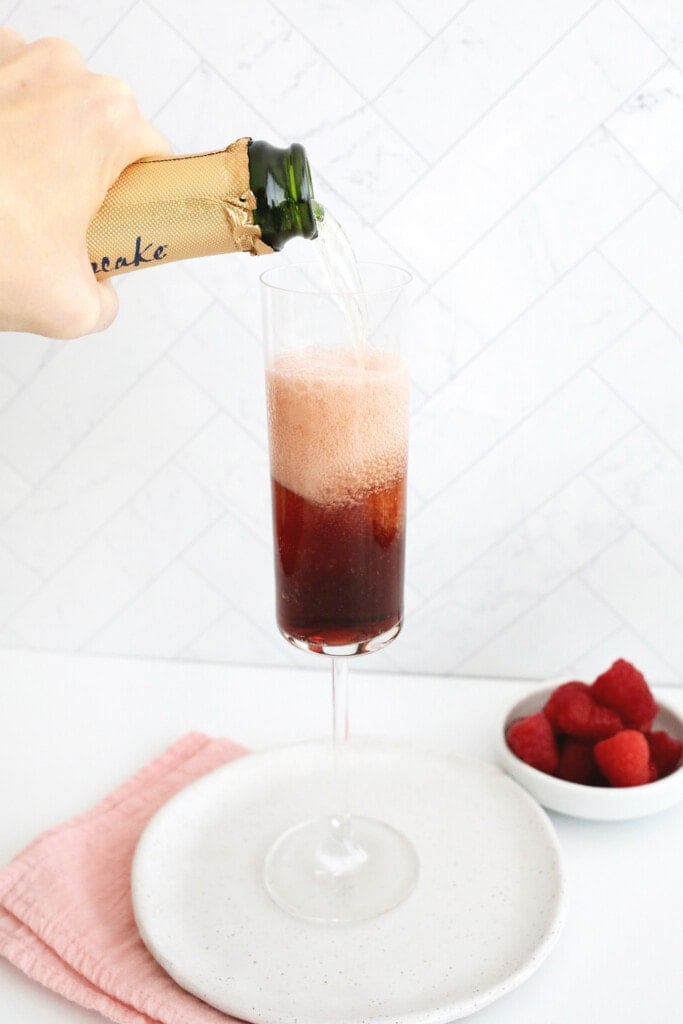 making kir royale cocktail