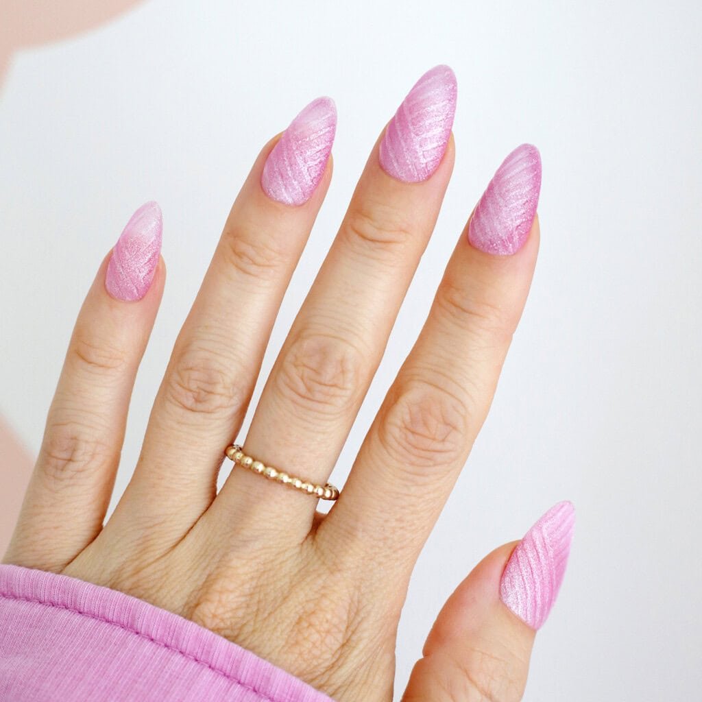 glass cat eye pink nails