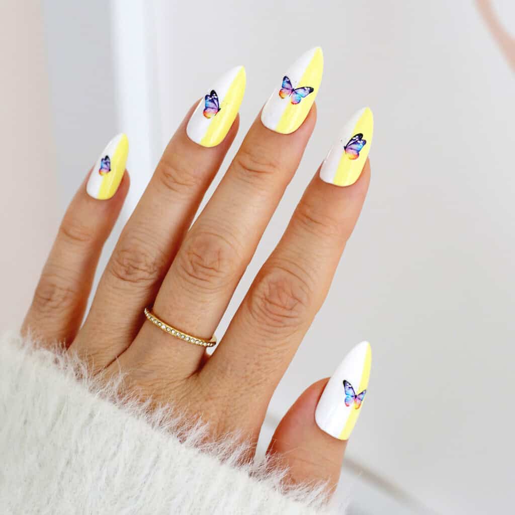 butterfly yellow summer nails